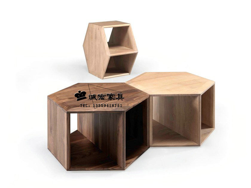 Nordic fashion personality polygon coffee table simple modern all solid wood side table creative living room corner table