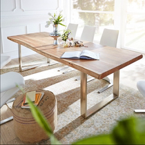 American log natural side dining table simple wrought iron desk conference table tea table Nordic old computer table