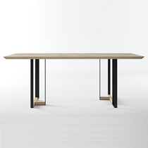 Nordic minimalist solid wood desk conference table desk long table rectangular simple retro iron dining table