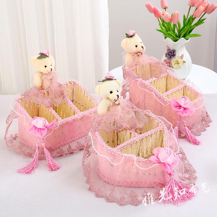 Creative Lace Fields Garden Cloth Art Vines Collection Basket Remote Control Debris Storage Box Tabletop Ornament Storage Hamper