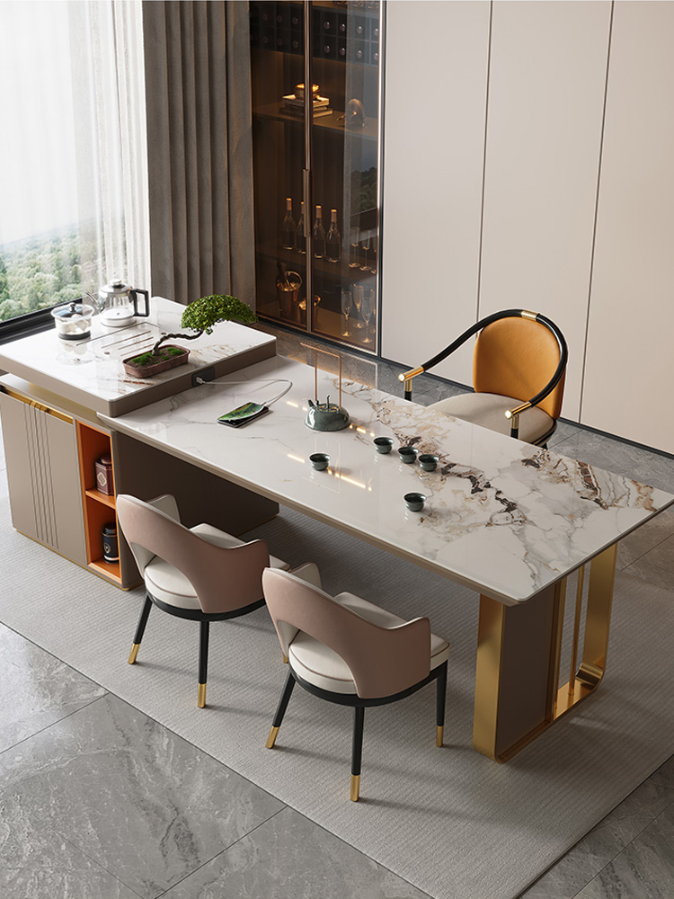 North Ist Rockboard Island Table Dining Table Tea Table Integrated Light Lavish Dining Table Home Modern Minima Flex Dining Table And Chairs Combo-Taobao