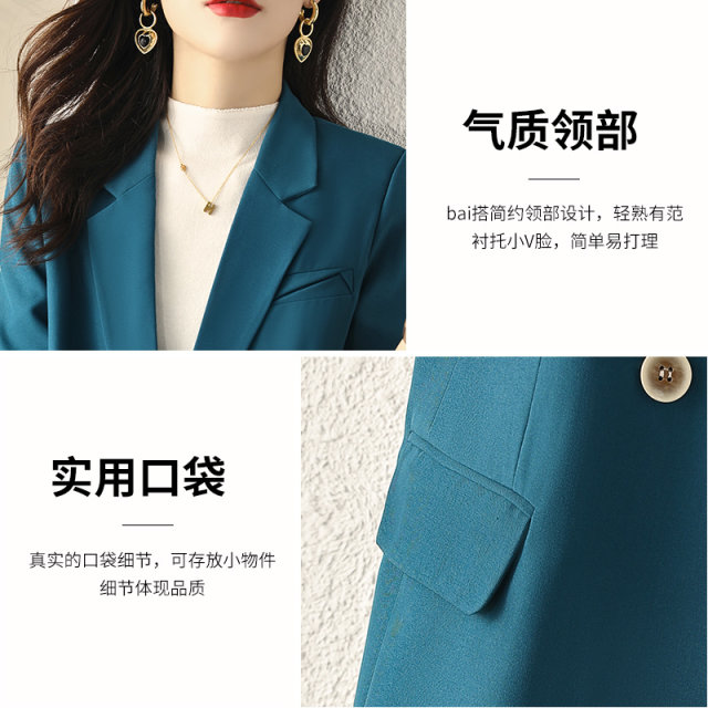 Suit jacket women's spring and autumn Korean version temperament British style casual double-breasted slim ladies high-end suit top