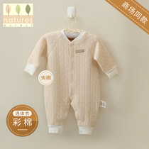 British natures purest newborn baby long-sleeved pure color cotton one-piece pajamas Baby climbing clothes Haiyi spring and autumn