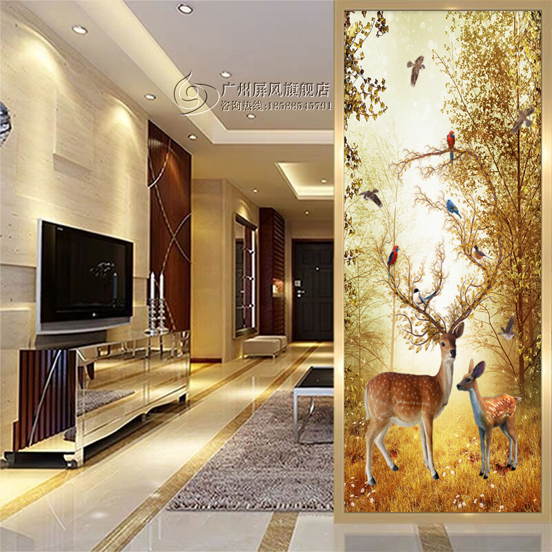 Modern Art Glass Screen Living Room Simple Decoration Frosted Starter Genguan Partition Wall Bifacial Screen Hair Treasure Deer