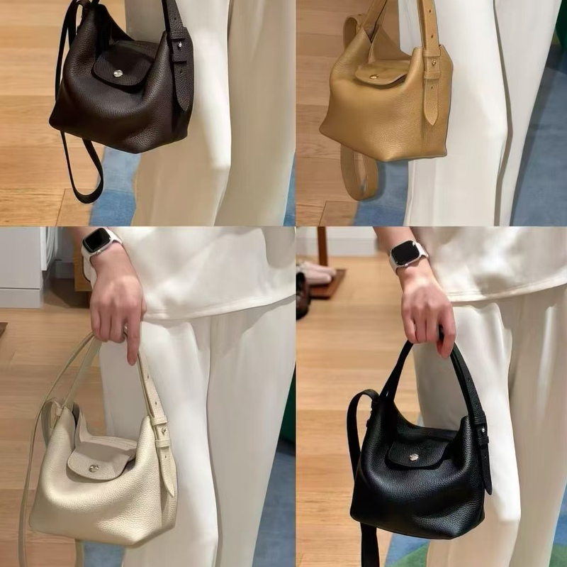 [High Quality] 2026 French Le Cadence Genuine Leather Women's Handbag, Shoulder Bucket Bag, Chinese Valentine's Day Gift