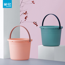 Tea Flower Bucket Household Water Storage Bucket Plastic Handle to keep school students from high school students dorm room for daily necessities