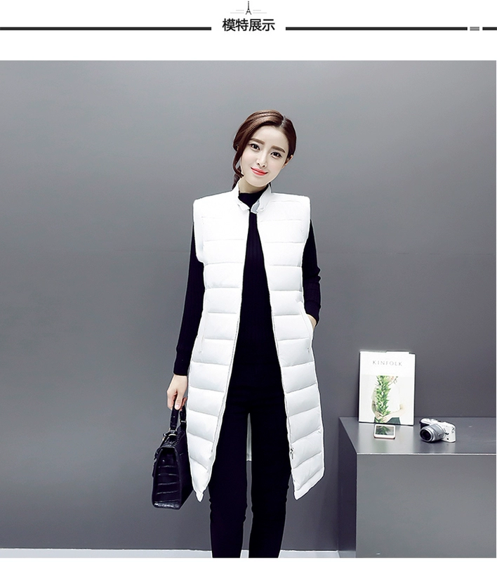 Áo vest cotton nữ dài phần phiên bản Hàn Quốc của mùa thu mỏng và mùa đông không tay áo cotton đen mùa xuân và vest cotton mùa thu