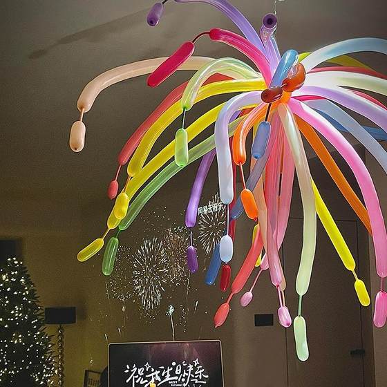 烟花气球2025新年布置场景装饰跨年派对道具长条结婚气球圣诞装扮