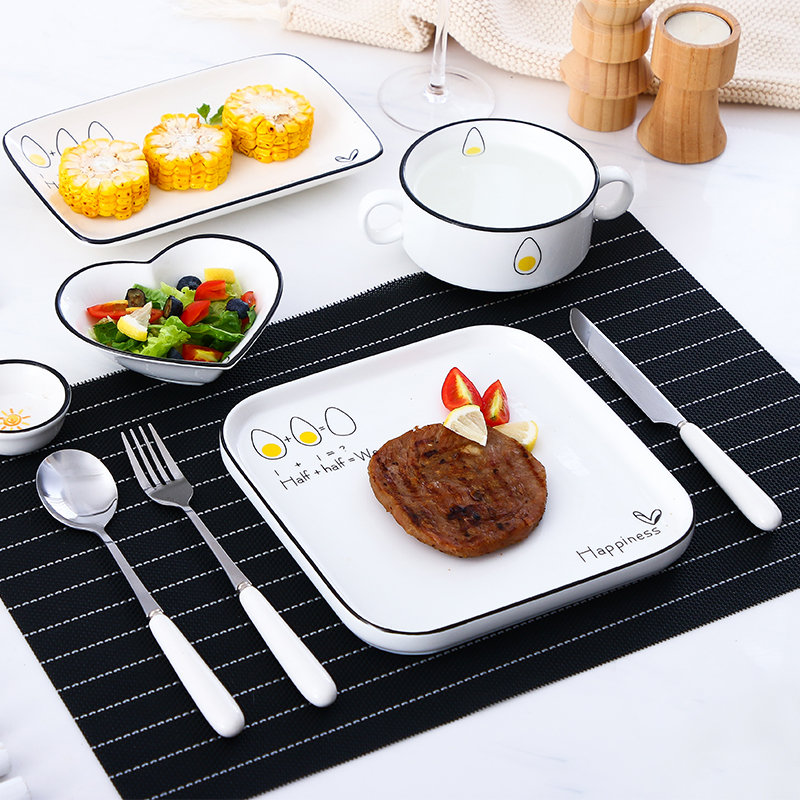 Nordic Stainless Steel Western Dining Cutlery Sets Home Ceramic Long Shank Knife Fork Spoonery Stew Knife Sweet Fork Spoon Coffee Spoon