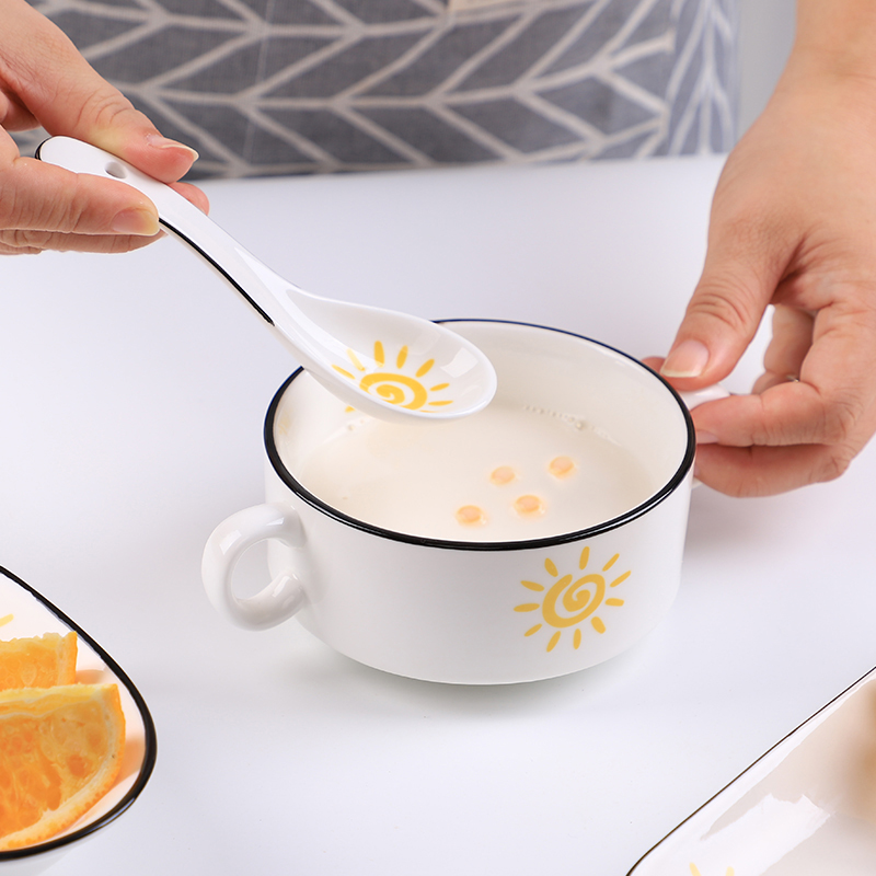 Creative Nordic Ceramic Binaural Children Breakfast Milk Bowl Steamed Egg Bowl Baking Pudding Dessert Bowl Stew Small Soup Rind