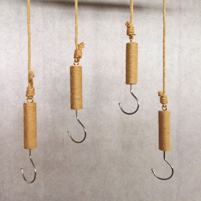 Clothing Store Hook rack Hemp Rope Decorative Rings Hanging Hanger Wall Hanging wall Covered Ancient Hanging Clothes Hook hanger S hook