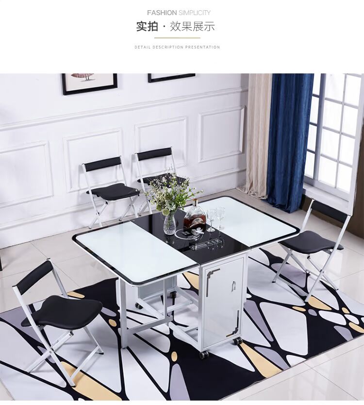 Với bếp cảm ứng bàn ăn gấp bàn căn hộ nhỏ IKEA kính thiên văn 4 người 6 người đa chức năng rèn sắt - Bàn bàn học cho trẻ