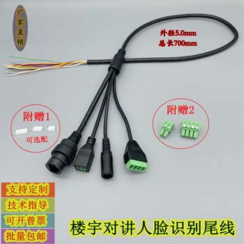 Building Intercom Face Recognition Network Camera Tail Cable Weigen 485 Alarm Network Port Power Supply 4-Head Waterproof Wiring