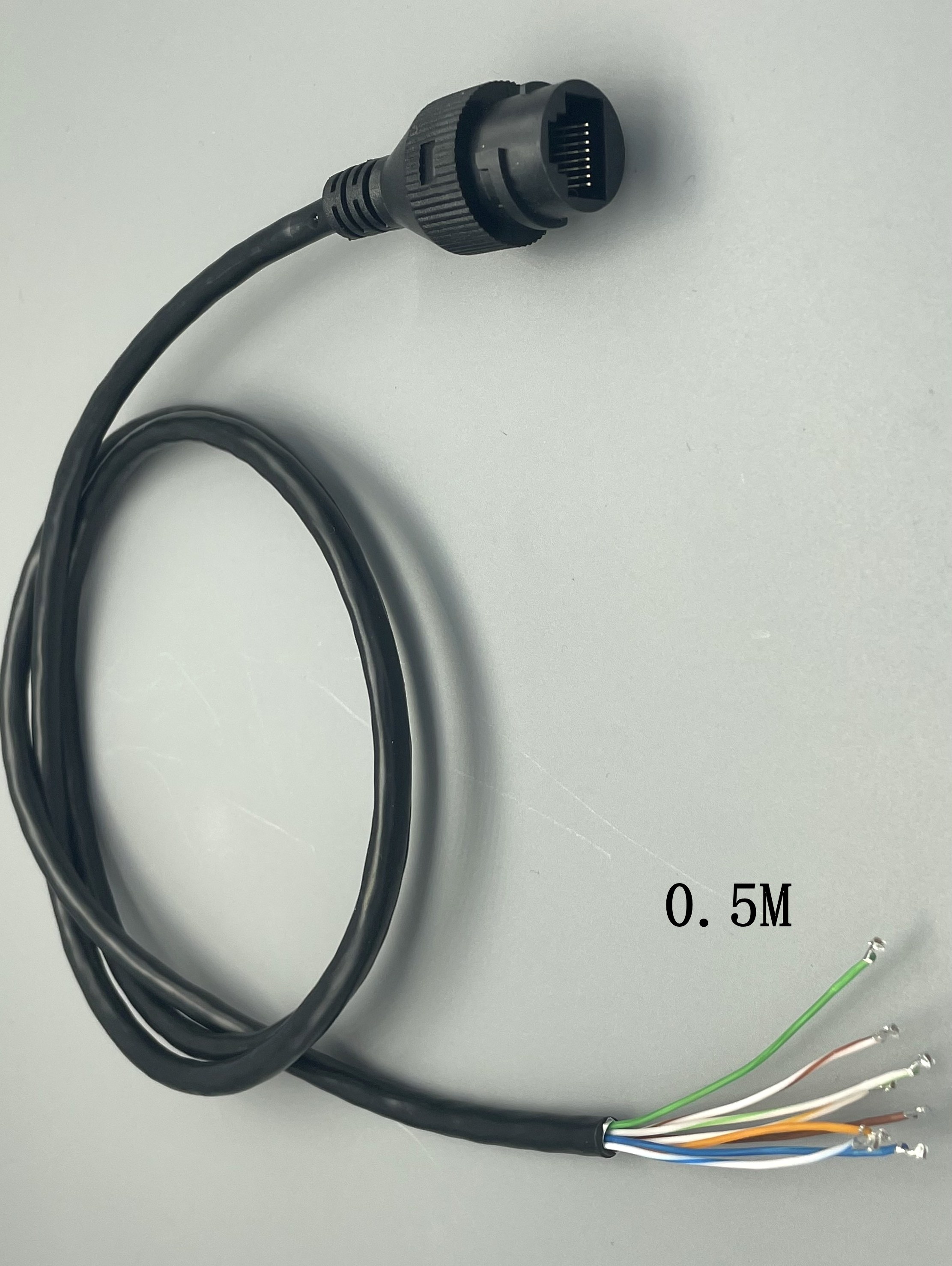 Black Single Network Port Female Connector Waterproof Tail Cable 8-Core Straight-Through Poe Gigabit Network Transmission Cable T568B Standard