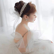 Korean bride headdress wedding dress styling new crystal net red hair with temperament handmade daily dinner toast accessories