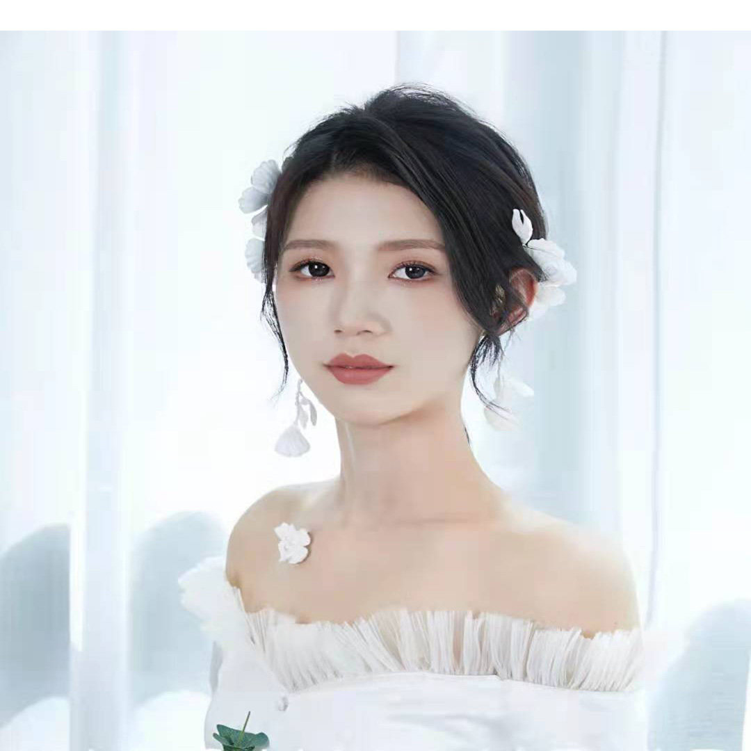 Super fairy beauty Korean bride white flower headdress ear hanging Sen hair accessories ear hanging travel wedding wedding accessories