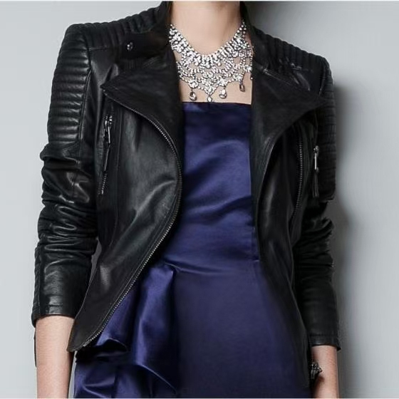 Internet Celebrity Style First-Layer Sheepskin Genuine Leather Jacket for Women, Short, Slim-Fit, Casual Biker Jacket, Thickened Coat