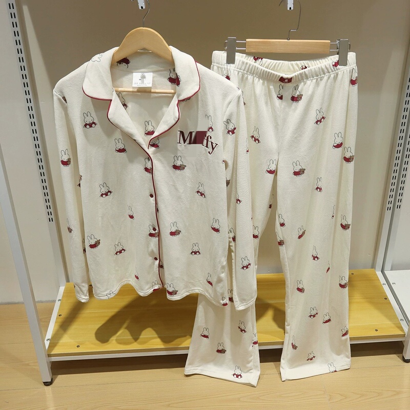 Jj5875 Foreign Trade European and American Style Girls' Short Fleece Loungewear Set New Style Turn-Down Collar Cartoon Pajamas Elastic Waist Pajama Pants