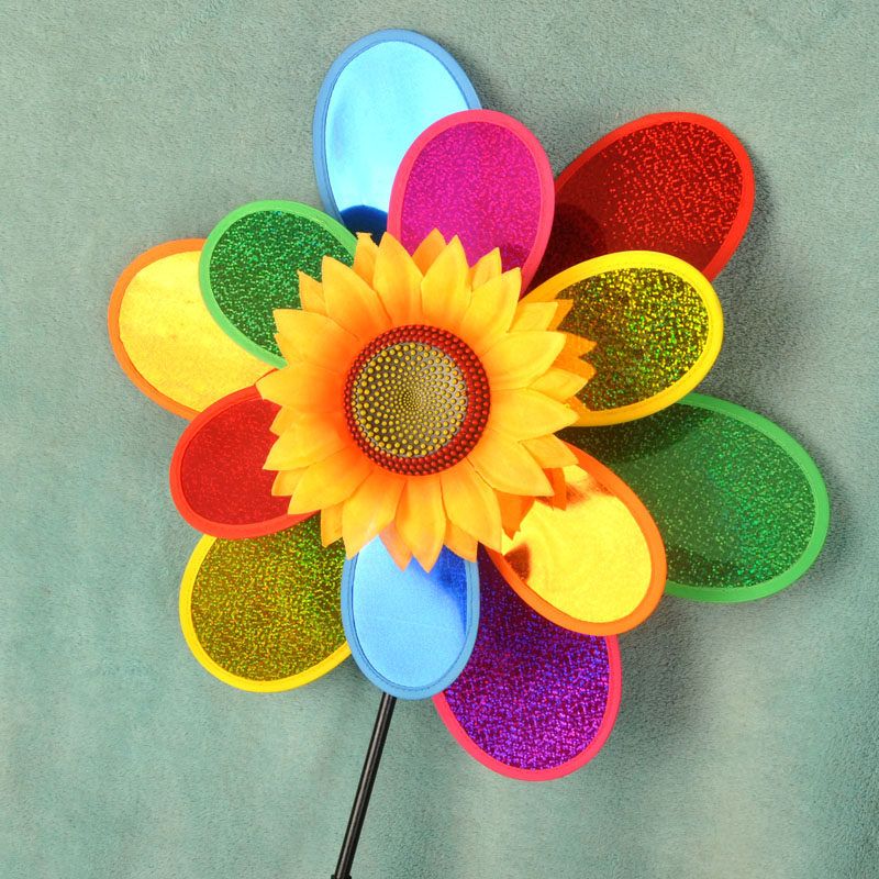 Sunflower Windmill Children Toy Color Windmill Bilayer Bright Sheet Windmill Scenic Spot Night Market Hot Sell Sunflowers