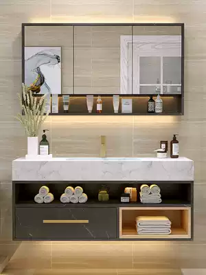 Nordic marble bathroom cabinet Powder room vanity washbasin Modern simple washbasin combination Smart mirror cabinet