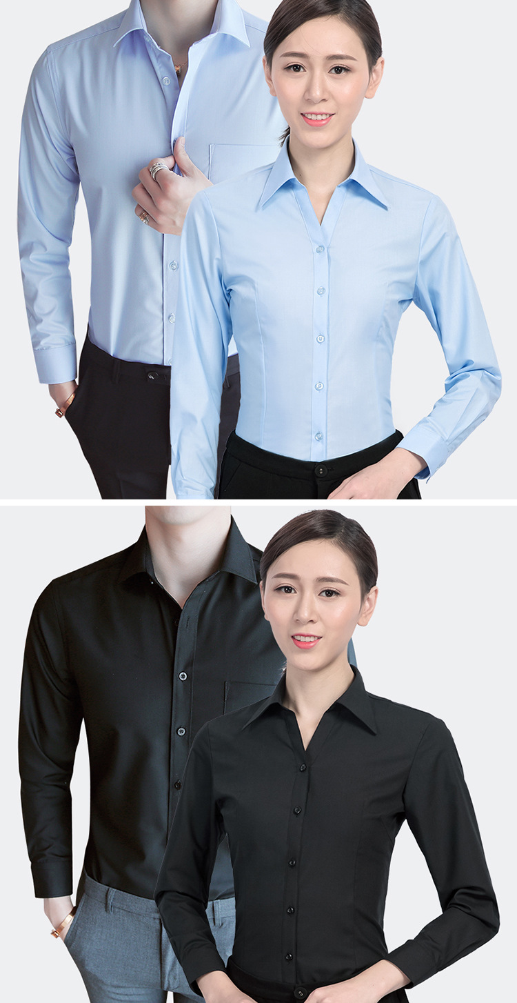 Đàn ông và phụ nữ chuyên nghiệp mặc áo sơ mi trắng mỏng dài tay kinh doanh với áo sơ mi mặc đồng phục chính thức đồng phục thêu logo tùy chỉnh sơ mi kaki nam
