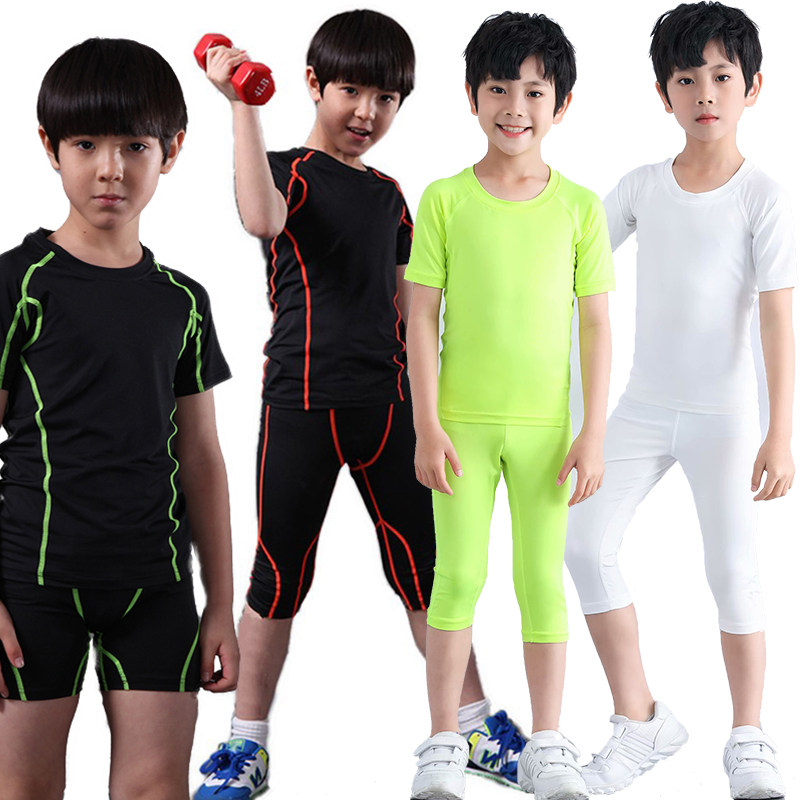 Children's tights Training suit Short sleeve fitness suit Sports running basketball football base quick drying suit for boys