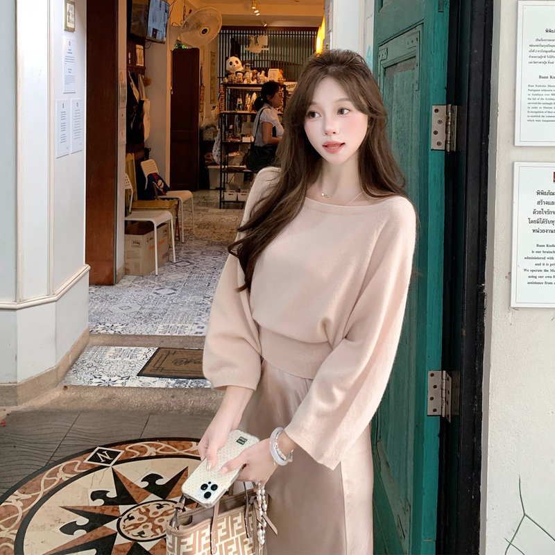 Xu Xuran Madeleine【Delicate Moonlight】100% Wool Loose Lace-Up Pink Knit Top for Women Xu Xuran Madeleine【Delicate Moonlight】100% Wool Loose Lace-Up Pink Knit Top for Women