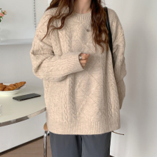 ZY Self made Fried Dough Twists Thickened Sweater Women's Autumn and Winter Relaxed Lazy Style Design Sense Small Crowd Pullover Outer Knits