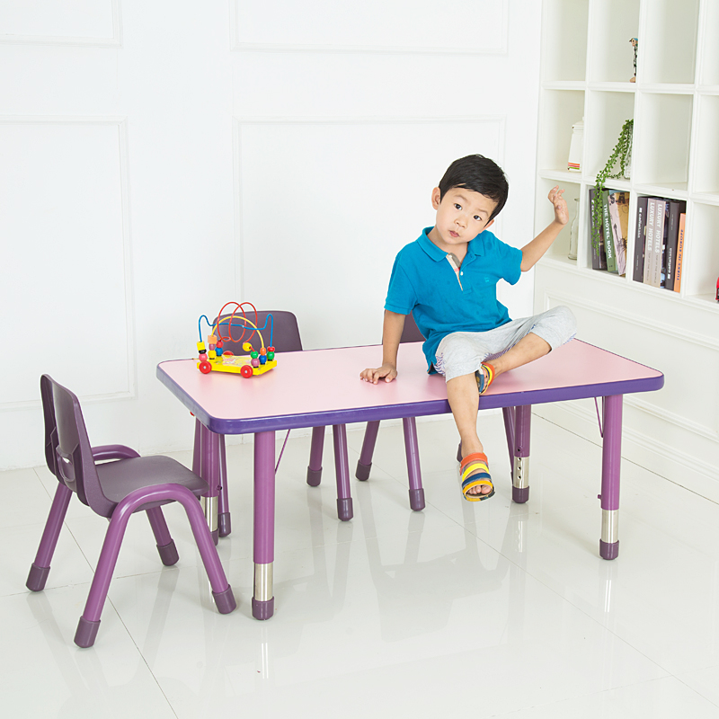 Kindergarten table Children's toys Early education art Solid wood learning painting desks and chairs can be raised and lowered game small dining table