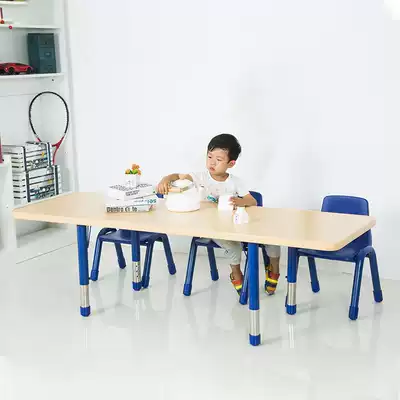 Kindergarten solid wood training course Learning children's early education table and chair lifting game painting table desk eight-person table