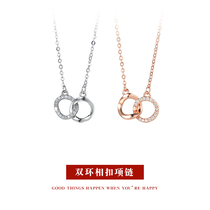 999 pure silver ring with necklace necklace female light extravagant and small crowdring lock bone chain 2022 new summer birthday present