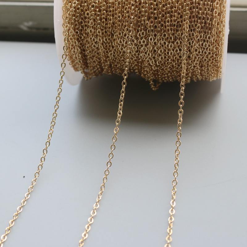 14K paise gold bunk gold 0 word chain sub chain semi-finished diy accessories chain sub 1 2 1 5 2 0mm 1 meter