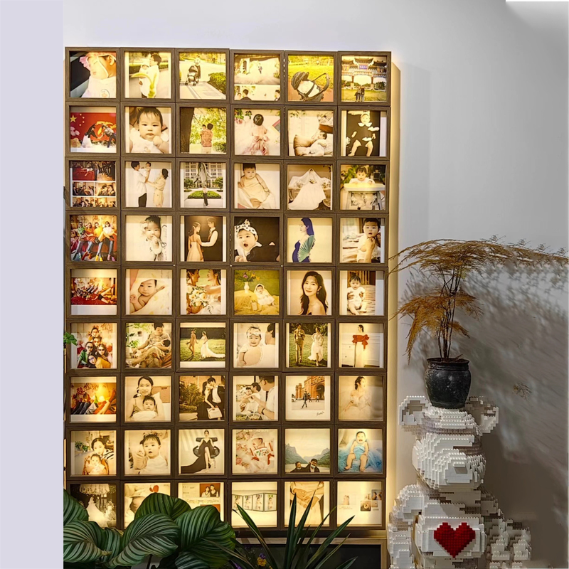 Luminous Photo Frame Wall Magnetic Creative Combination Photo Album Display Wall DIY Home Sofa Background Entrance Photo Wall