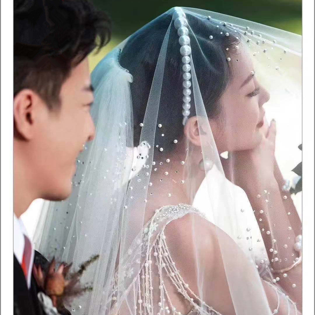 Head yarn delicate Korean pearl scalding drill yarn 3 5 m long trailing head yarn bride accessories photo gallery photo long yarn