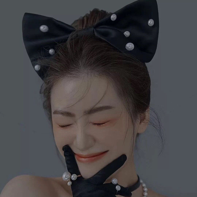 Korean satin bow accessories black bride wedding dress accessories photo studio photo photo modeling props