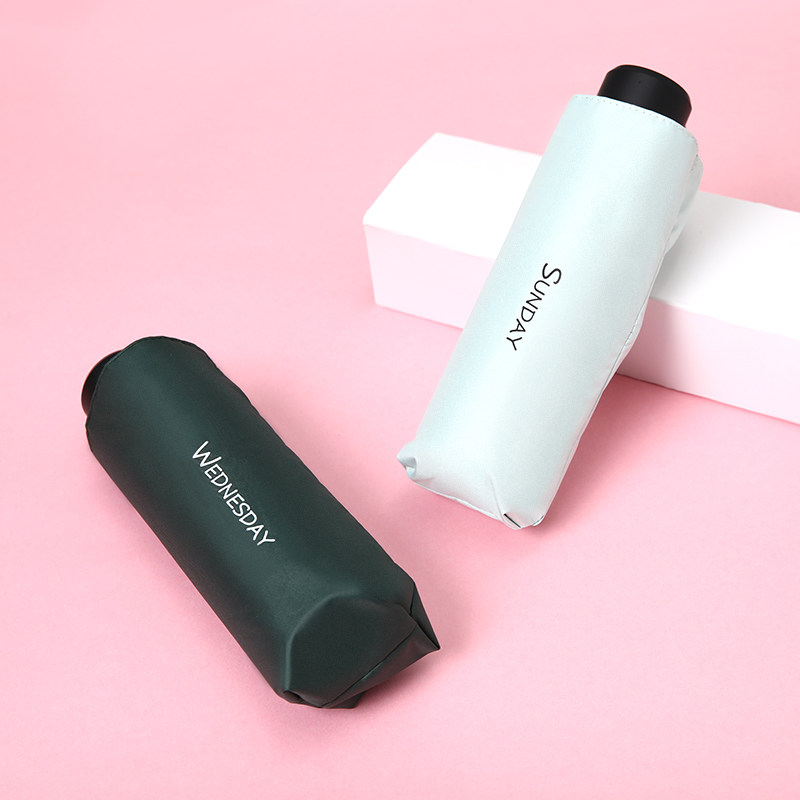 upf50 Ultra Light Pocket Five Fold Shading Umbrella Sunscreen Sunscreen Female small portable sunny Umbrella Dual-purpose folding