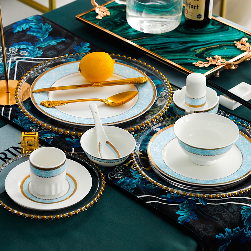 Tableware logo custom dishes hotel club set up ipads porcelain Tableware suit high - end Tableware made table are optional