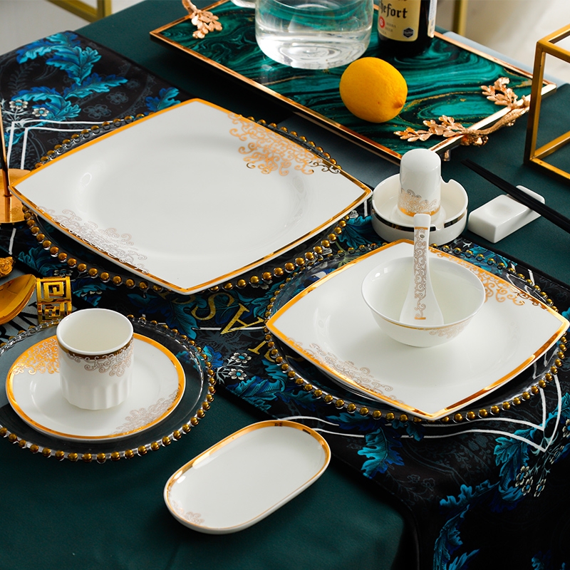 Tableware logo custom dishes hotel club set up ipads porcelain Tableware suit high - end Tableware made table are optional