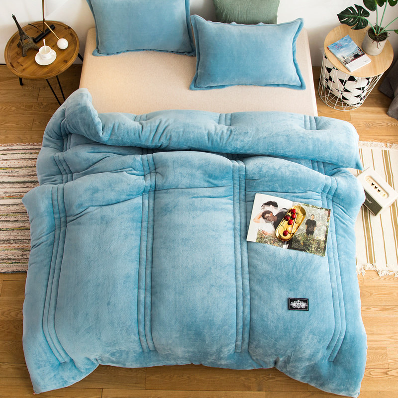 Thickened Warm Blanket Quilt Coral Suede Blanket Son Fallan Suede Autumn Winter Double Office Bifacial Suede Nap Blanket