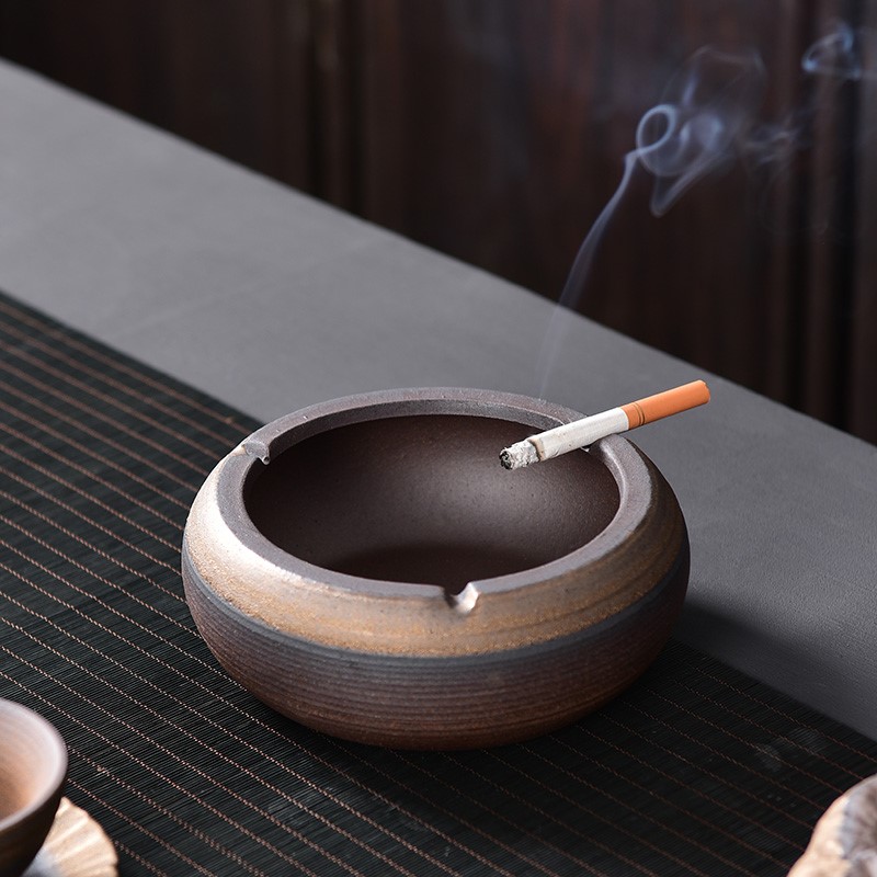 Ceramic creative ashtray coarse pottery gold ashtray individuality tide restoring ancient ways the tea - table furnishing articles at home