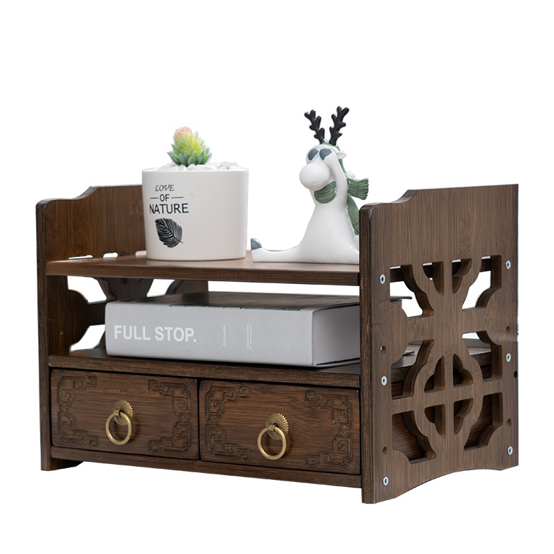 Bamboo office desktop file drawer sundry receive with this seat belt printer small flower shelf