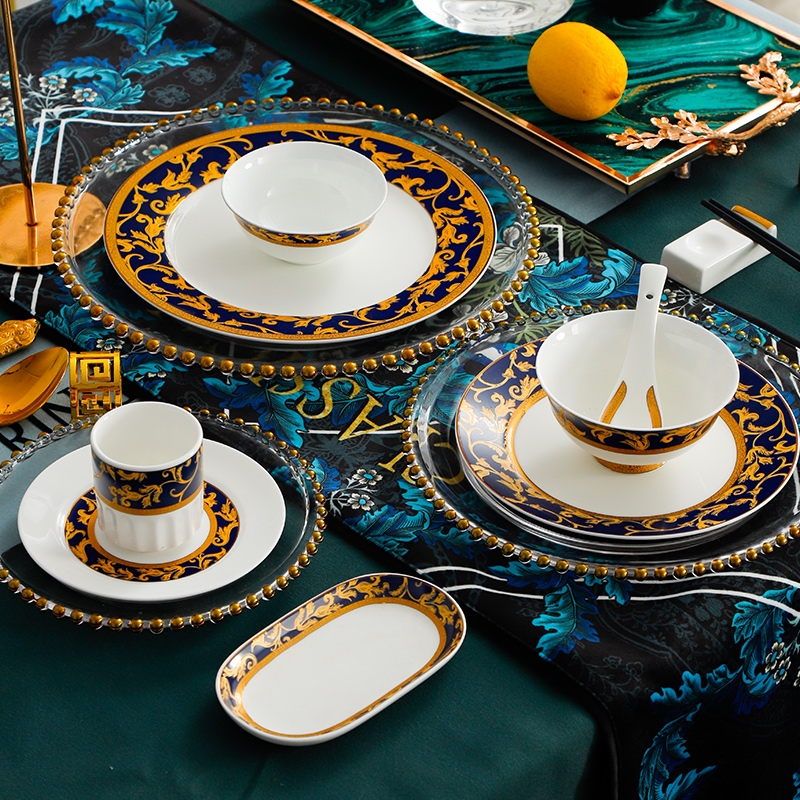 Tableware logo custom dishes hotel club set up ipads porcelain Tableware suit high - end Tableware made table are optional