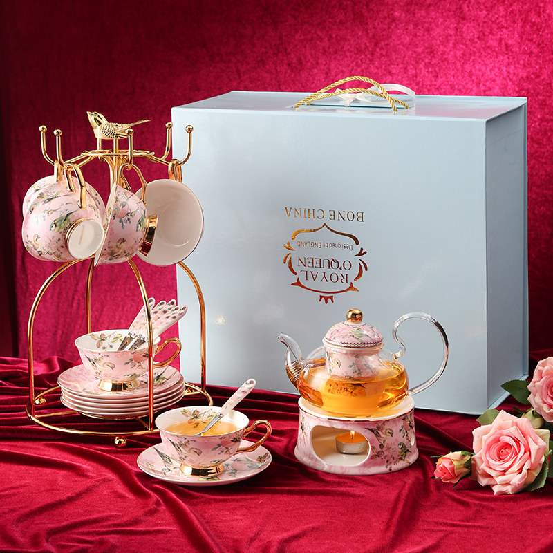 Birthday Married Sending Members with Pretty Gift Box Powder Cup Flower Tea Set with Afternoon Tea Toilet Boiled Fruit Tea Pot