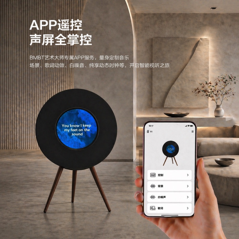 R1 Bluetooth Speaker, Floating Vinyl Record, Netease Cloud Collaboration, Creative Computer Speaker with Subtitle Lyrics, Gift