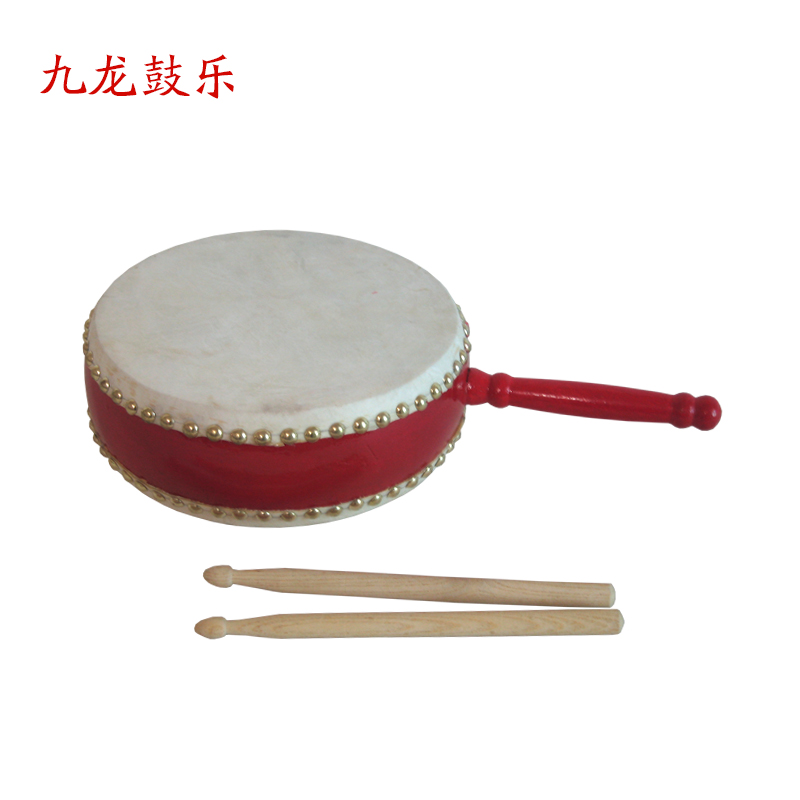 7 inch tambourine with handle tambourine children's drum red drum war drum hall drum small drum cowhide drum direct sale