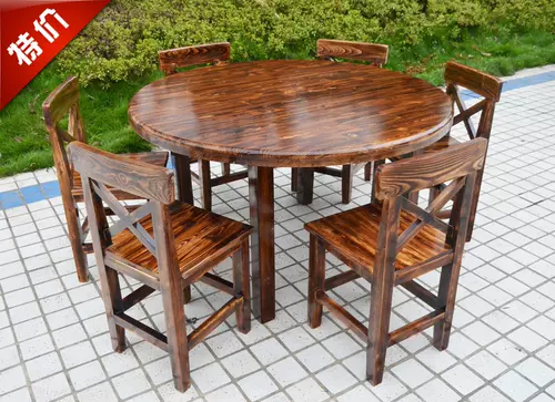 Твердый уголь сжигание!Столовый стол и стул Комбирный двор ресторан, кофейный винный бар, фермерский дом и стул, фермерский дом