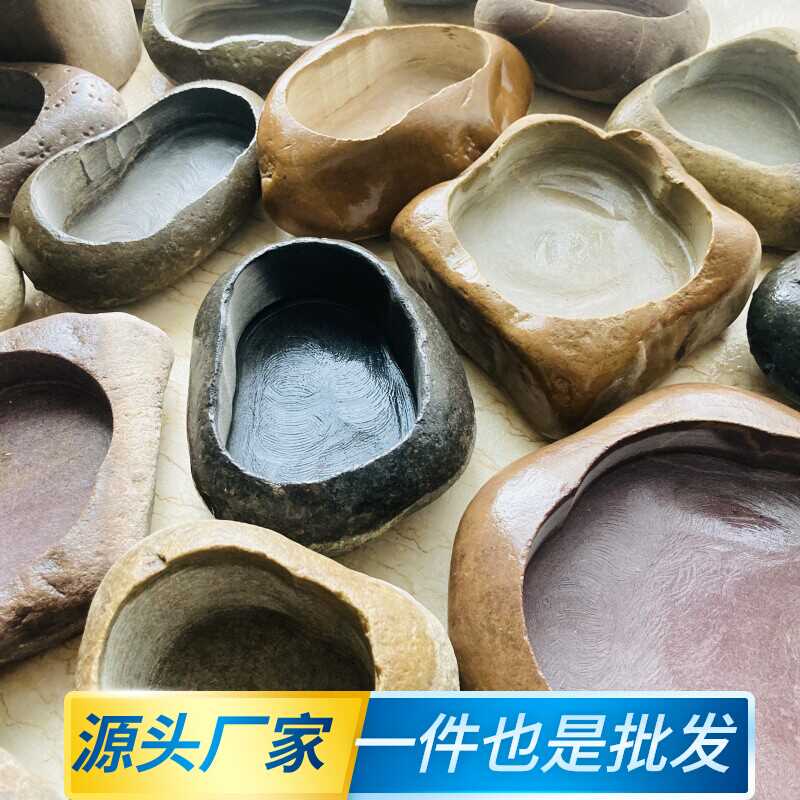 Pebble Flower Pot Made of Pure Natural Stone for Hydroponic Plants, Large Vase for Garden Water Features and Fish Tank