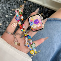 乐雨 Применимо к Apple Watch8/9 ремешок красочный маленький цветочный цепь дофамин S9 Little Monster милый Apple Watch 7S