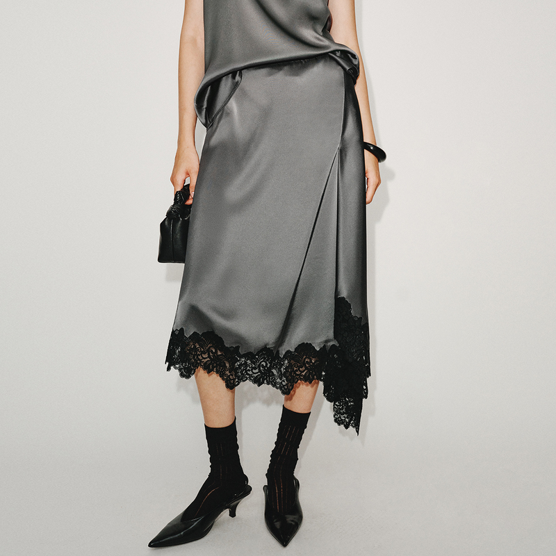 Chicjoc High-End Heavy-Duty Three-Dimensional Embossed Lace_Exclusive Upgraded Japanese Triacetate Double-Sided Satin Streamlined Skirt Chicjoc High-End Heavy-Duty Three-Dimensional Embossed Lace_Exclusive Upgraded Japanese Triacetate Double-Sided Satin Streamlined Skirt