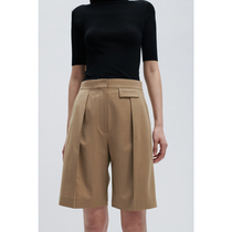 CHICJOC all-match casual style _ High-end worsted wool thin legs long modified waist and hips bermuda shorts
